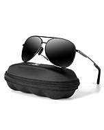 Aviator Sunglasses for Men Polarized Women-mxnx UV Protection Lightweight Driving Fishing Sports Mens Sunglasses MX208-(Gun Frame/Black Lens)