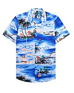 Alimens & Gentle 100% Cotton Regular Fit Short Sleeve Casual Hawaiian Shirt for Men - 6XL