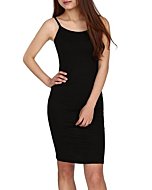 WILLBOND 3 Pieces Basic Cami Women Long Tanks Top Dress with Strap, Solid Color (Small, Black)