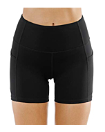 THE GYM PEOPLE High Waist Yoga Shorts for Women Tummy Control Fitness Athletic Workout Running Shorts with Deep Pockets (X-Large, Black)