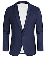 PJ PAUL JONES Men's Slim Fit Casual One Button Notched Lapel Suit Jacket Size S Navy Blue