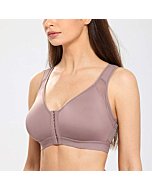 DELIMIRA Women's Full Coverage Front Closure Wire Free Back Support Posture Bra Mochaccino 36B