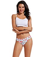 VOENXE Seamless Thongs for Women No Show Thong Underwear Women 5-10 Pack (5 Pack Floral Design, Medium)