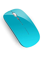 Q5 Slim Rechargeable Wireless Mouse, 2.4G Optical Silent Ultra Thin Wireless Computer Mouse with USB Receiver and Type C Adapter, Compatible with PC, Laptop, Desktop (Blue)