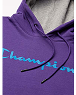 Champion Men's Powerblend Fleece Pullover Hoodie, Script Logo, Purple Crush-Y06794, Small