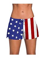 Sythyee Women's Swimsuit Shorts Tankini Swim Briefs Plus Size Bottom Boardshort Summer Swimwear Beach Trunks American Flag S