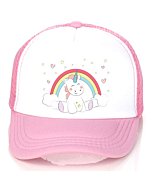 Unicorn Trucker Hat, Kids Baseball Hat Cap for Girls Boys Toddler with Mesh Back (Pink and White)