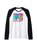 MTV Logo Fluorescent Colors Raglan Baseball Tee