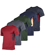 5 Pack: Boys Girls Active Athletic Quick Dry Dri Fit Short Sleeve T-Shirt Crew Neck Tops Teen Gym Undershirts Tees Youth Basketball Clothes Moisture Wicking Performance-Set 4,XL (16-18)