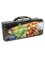 Marvel Avengers Metal Tin Pencil Case, Notebook and 4 Superhero Pens Set- Marvel Avengers Spiral Notebook, Hard Back, Iron Man, Captain America, Thor, Hulk and Black Widow School Supplies Accessories