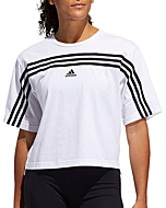 adidas Women's Must Haves Ringer 3-Stipes T-Shirt (White/Black, Small)