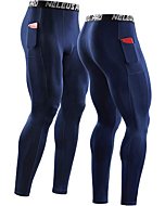 NELEUS Men's 2 Pack Dry Fit Compression Pants Running Tights with Pocket,6069,Blue/Navy,US M,EU L