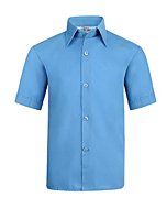 S.H. Churchill & Co. Boy's Short Sleeve Button Down Shirt, Crystal Blue, Size 16