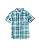 Tronjori Boys' Short Sleeve Button Down Woven Shirt(14,Olive Check)