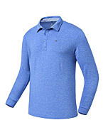 MoFiz Men's Golf Shirts Long-Sleeve Polo Shirt Workout Active Sports Blue Size L