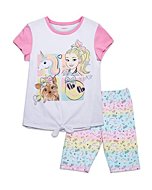 JoJo Siwa Little Girls Tie Knot T-Shirt & Bike Shorts Set White/Pink 6