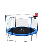 Kangaroo Hoppers 15 FT Trampoline with Safety Enclosure Net, Basketball Hoop and Ladder -2022 Upgraded Kids Basketball Hoop Trampoline TUV & ASTM Tested -Multiple Color Choices(BLUE-15FT)