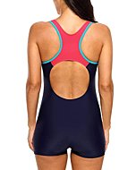 CharmLeaks Sports One Piece Athletic Swimwear Lap Swimsuits Boyshort Bathing Suits Red XL