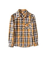 Tronjori Boy's Long Sleeve Button Down Woven Shirt(4,Yellow Check)