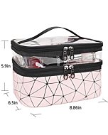 MKPCW Makeup Bags Double layer Travel Cosmetic Cases Make up Organizer Toiletry Bags (Pink)