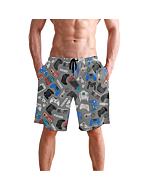 XUWU Video Game Mens Swim Trunks Board Shorts Lightweight Quick Dry Drawstring Bathing Suits