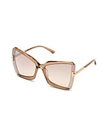 Tom Ford FT0766 Shiny Beige 57G FT0766 Butterfly Sunglasses Lens Category 2 Siz