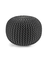 Pouf Ottoman - Hand Knitted Ottoman Foot Rest , Large Round Pouf, 100% Cotton Cord, Poufs for Living Room, Bean Bag Ottoman, Floor Pouf, Macrame Chair - 20 Diameter x 14 Height - Mystic Pure Natural