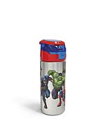 Zak Designs Marvel Comics Durable Single Wall Stainless Steel Water Bottle with Push-Button Flip Lid Leak-Proof Design is Perfect for Outdoor Sports (19.5oz, BPA Free), 19.5 oz, Avengers