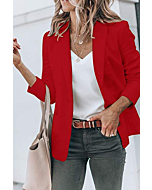 Cicy Bell Womens Casual Blazers Open Front Long Sleeve Work Office Jackets Blazer (Red, X-Small)