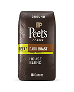 Peet's Coffee, Dark Roast Decaffeinated Ground Coffee - Decaf House Blend 18 Ounce Bag, Packaging May Vary