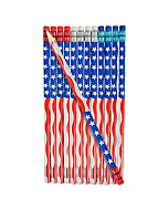 ArtCreativity American Flag Pencils, Set of 12, Cool Patriotic Writing Pencils with Erasers, 4th of July Party Favors, Patriotic Party Goody Bag Fillers, Teacher Supplies for Classroom