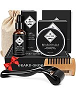 Beard Growth Kit - Derma Roller for Beard Growth, Beard Kit with Beard Roller, Beard Growth Oil, Beard Balm, Beard Comb, Patchy Beard Growth - Fathers Gifts for Dad - Gifts for Men Husband Boyfriend