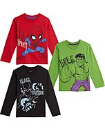 Marvel Avengers Big Boys 3 Pack Long Sleeve Graphic T-Shirt 7-8