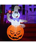 GOOSH 5 FT Height Halloween Inflatables Outdoor Ghost Grow Out from The Pumpkin, Blow Up Yard Decoration Clearance with LED Lights Built-in for Holiday/Party/Yard/Garden