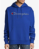 Champion Men's Powerblend Fleece Pullover Hoodie, Script Logo, Iris Purple-Y07718, X-Small