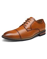 Jousen Men's Dress Shoes Fashion Cap Toe Mens Oxfords Formal Business Shoes Modern Derby Oxford (AMY645 Polished Brown 10)