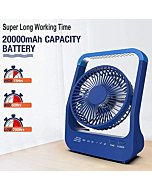 SLENPET 20000mAh Rechargeable Battery Operated Fan, Portable USB Port Power Supply, 200 Hours Working Time, Timer Off Quiet Desk Fan, 350°Rotation Table Fan for Bedroom, Office, Camping