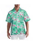 zeetoo Men's Hawaiian Shirt Short Sleeve Button Down Beach Shirts Tropical Aloha Shirt Holiday Casual Shirts Green Large