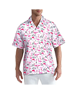 zeetoo Men's Hawaiian Shirt Short Sleeve Button Down Beach Shirts Tropical Aloha Shirt Holiday Casual Shirts Pink Medium