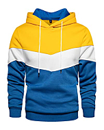 Mooncolour Mens Novelty Color Block Hoodies Cozy Sport Outwear Yellow Blue