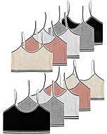 VISKEY 10 Pack Girls Cotton Spandex Cami Crop Training Bras, Medium (10-12)