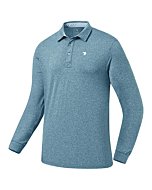 MoFiz Men's Sports Polo Shirts Long Sleeve Golf Shirts Fleece Comfortable Golf Shirts Athletic Golf Polos Shirts Sea Blue Size L