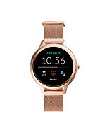 Fossil 42mm Gen 5E Stainless Steel Mesh Touchscreen Smart Watch with Heart Rate, Color: Rose Gold (Model: FTW6068)