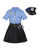 Doxrmuru Girls Police Officer Costume Halloween Dress Up for Kids Cop Costume