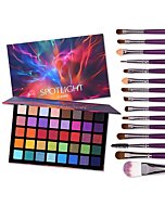 UCANBE Spotlight Eyeshadow Palette + 15 PCS Makeup Brushes Set, Professional Matte Shimmer Glitter Eye Shadow Pallet Highly Pigmented Waterproof Long Lasting Make Up Palette for Women