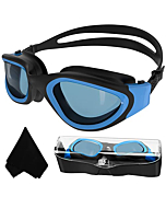 Polarized Swimming Goggles Swim Goggles Anti Fog Anti UV No Leakage Clear Vision for Men Women Adults Teenagers (Blue&Black/Polarized Smoke Lens)