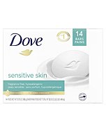 Dove Beauty Bar More Moisturizing Than Bar Soap for Softer Skin, Fragrance-Free, Hypoallergenic Beauty Bar Sensitive Skin With Gentle Cleanser, 3.75 Ounce (Pack of 14)