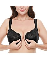 Wingslove Women's Front Closure Full Figure Bra Minimizer Plus Size Lace Bra No Padded Underwire No Side Effect Bra