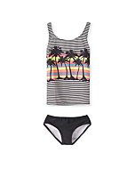 Jimmy Baha·mas Girls 2-PC Tankini Swimsuits Halter Top with Bottoms Bathing Suit (Black, L)