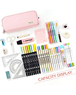 CICIMELON Large Capacity Pencil Case 3 Compartment Pouch Pen Bag for School Teen Girl Boy Men Women (Pink)